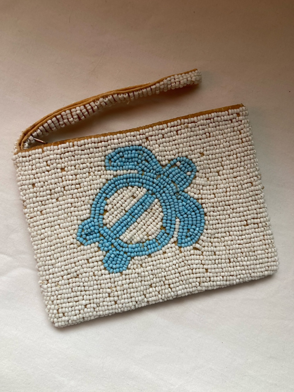 Beaded Turtle Pouch with Wristlet Strap and Zipper - Picture 13 of 14
